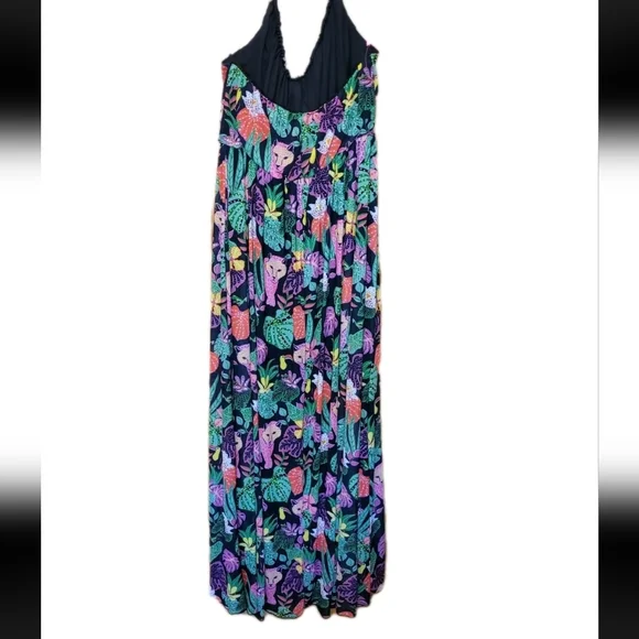 NWT Betsey Johnson Paulina Maxi Dress L Halter Mesh Jungle Print Leopard Formal - Picture 3 of 9